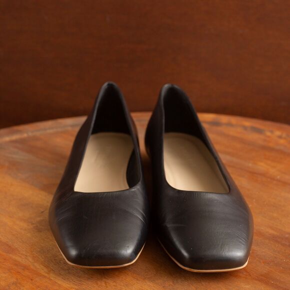 Everlane The '90s Leather Square Toe Italian Made Flat Shoes Womens Size 7.5 BLK - Picture 3 of 11